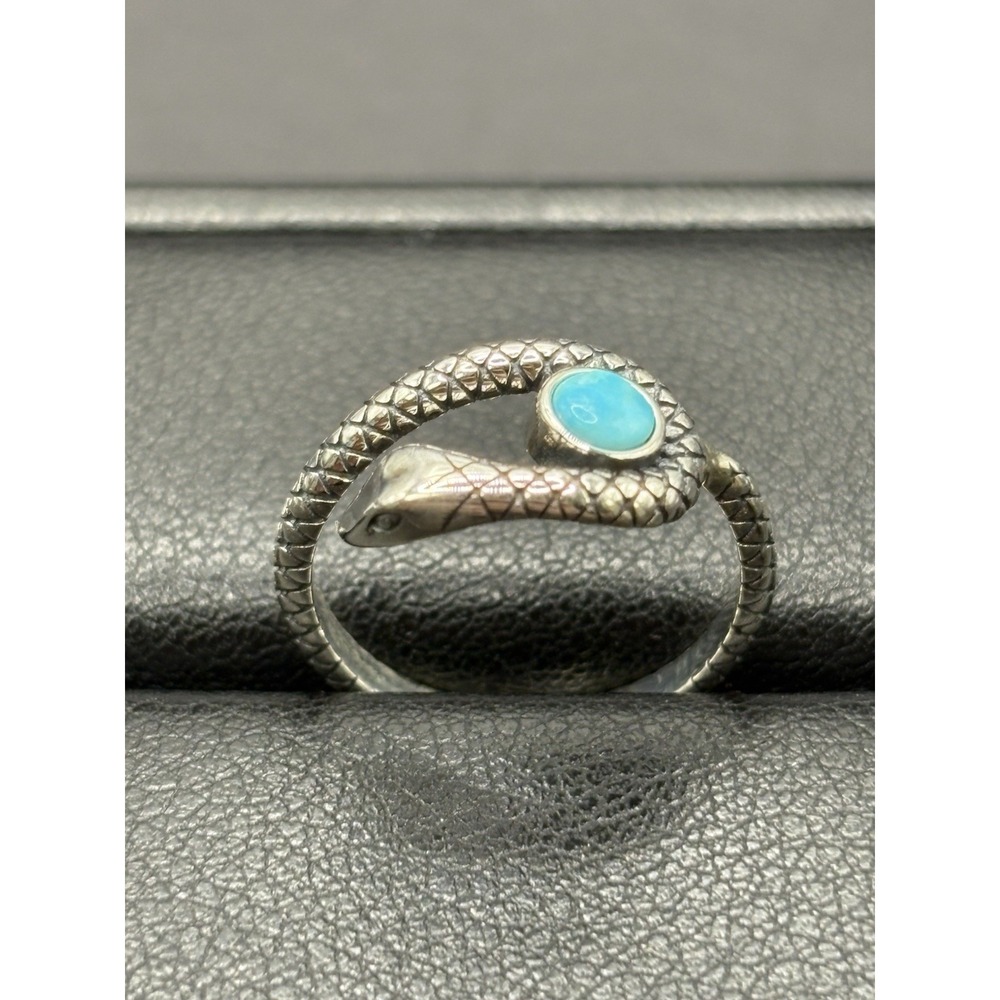 New Condition Sterling Silver Turquoise Snake Ring Size 7 H3